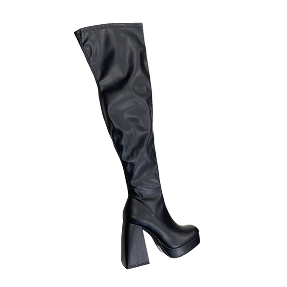 SODA Shoes Women's Black Over The Knee Platform Boots - Picture 2 of 3